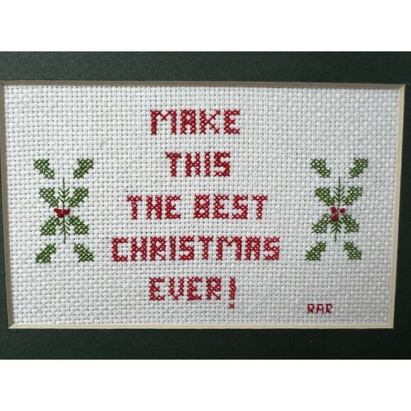 Completed Finished Cross Stitch, Matted & Framed, Christmas Decor, Cozy 8X6 - Picture 2 of 5